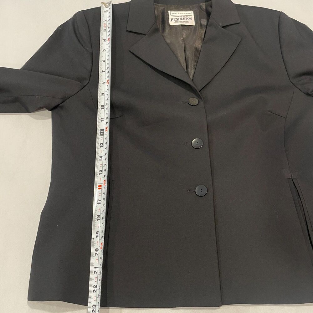 ~ Pendleton Blazer Black Stretch Wool 12p* No Tag Portland OR Vtg Lapel Pocket - Picture 9 of 15
